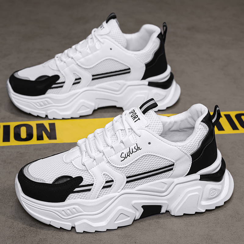 Breathable Mesh Athletic Shoes - Student thick soled mesh breathable casual